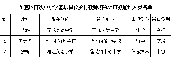 2021年岳麓區(qū)首次基層中小學(xué)教師職稱評審擬通過人員名單公示(圖2)