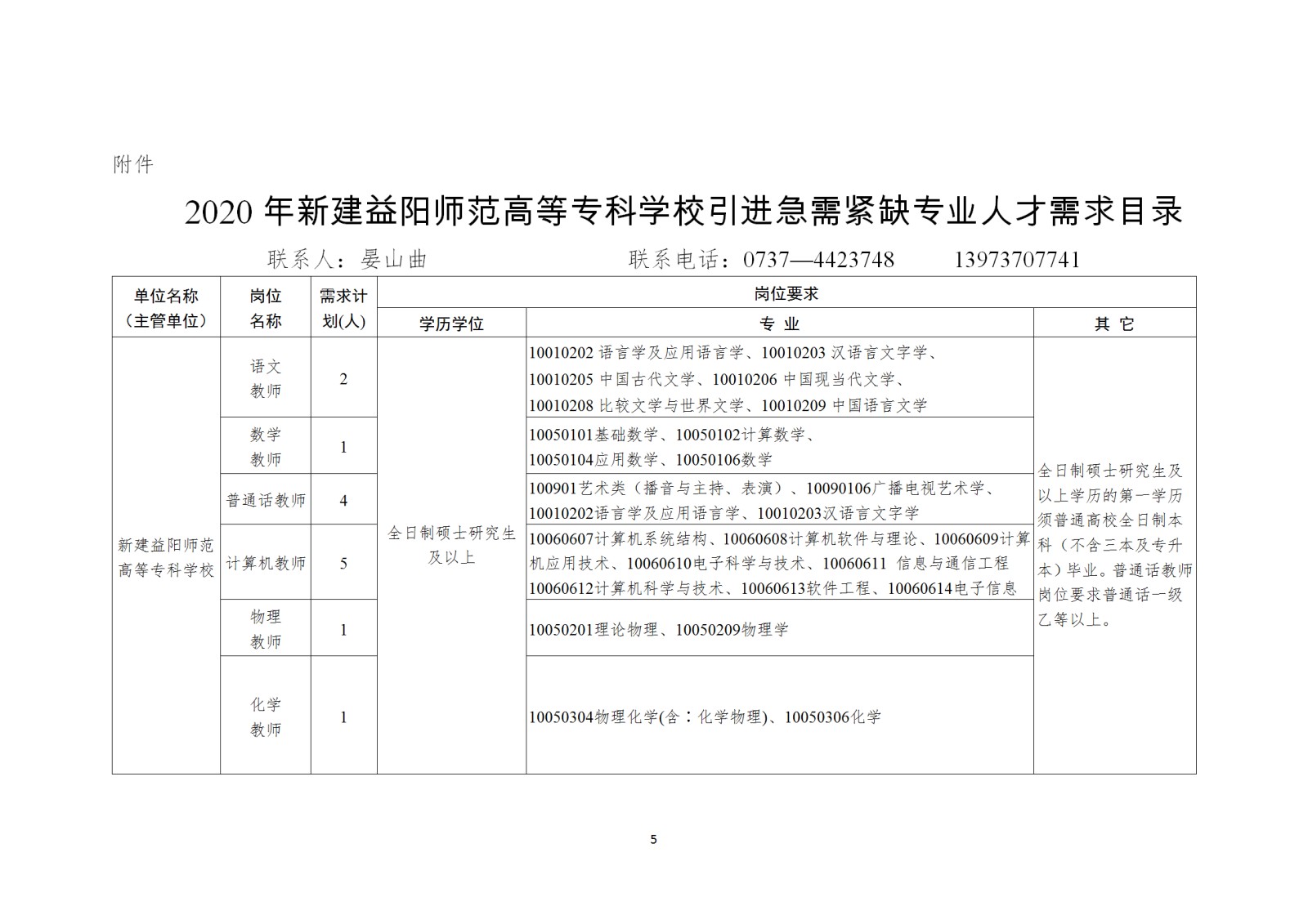 2020湖南益陽師范高等專科學(xué)校引進(jìn)33人公告(圖5)